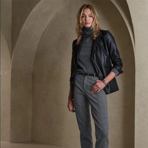 Banana Republic Sloan Plaid Black White Pants 4 Petite